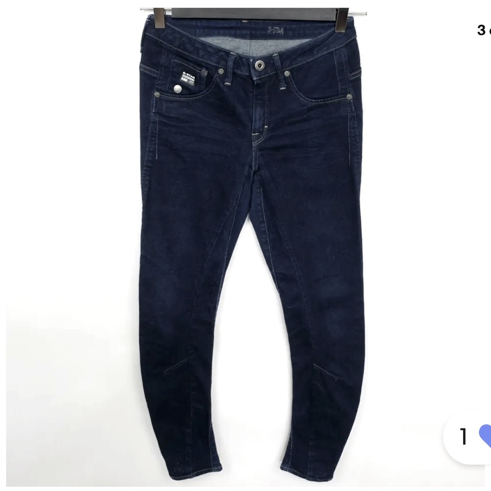 G-STAR WOMEN'S JEANS ARC 3D SUPER SKINNY ANKLE ZIP W27 L2 BLUE DENIM